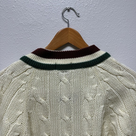 Vintage Izod Lacoste Sweater Mens Medium Cable Knit Tennis Pullover 80s Preppy - Picture 6 of 8